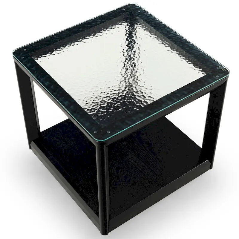 Table d'appoint décorative à plateau en verre — 56 cm (L) x 56 cm (P) x 53 cm (H)