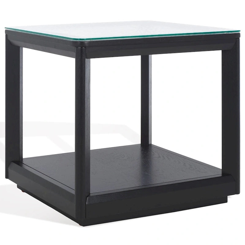 Table d'appoint décorative à plateau en verre — 56 cm (L) x 56 cm (P) x 53 cm (H)