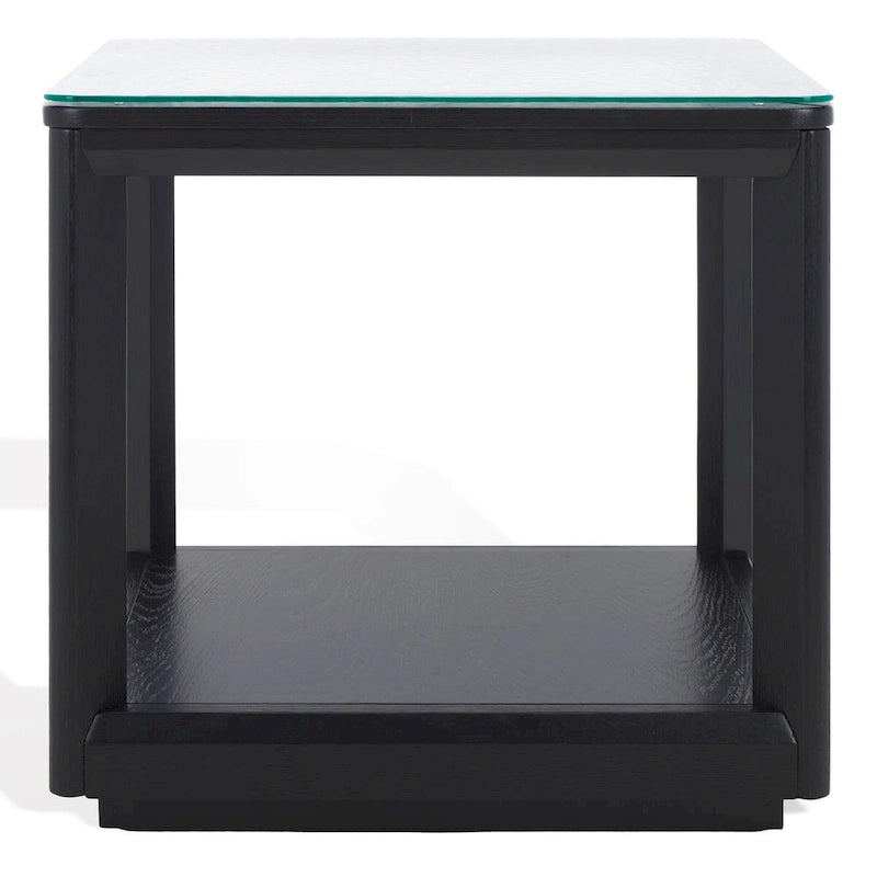 Table d'appoint décorative à plateau en verre — 56 cm (L) x 56 cm (P) x 53 cm (H)